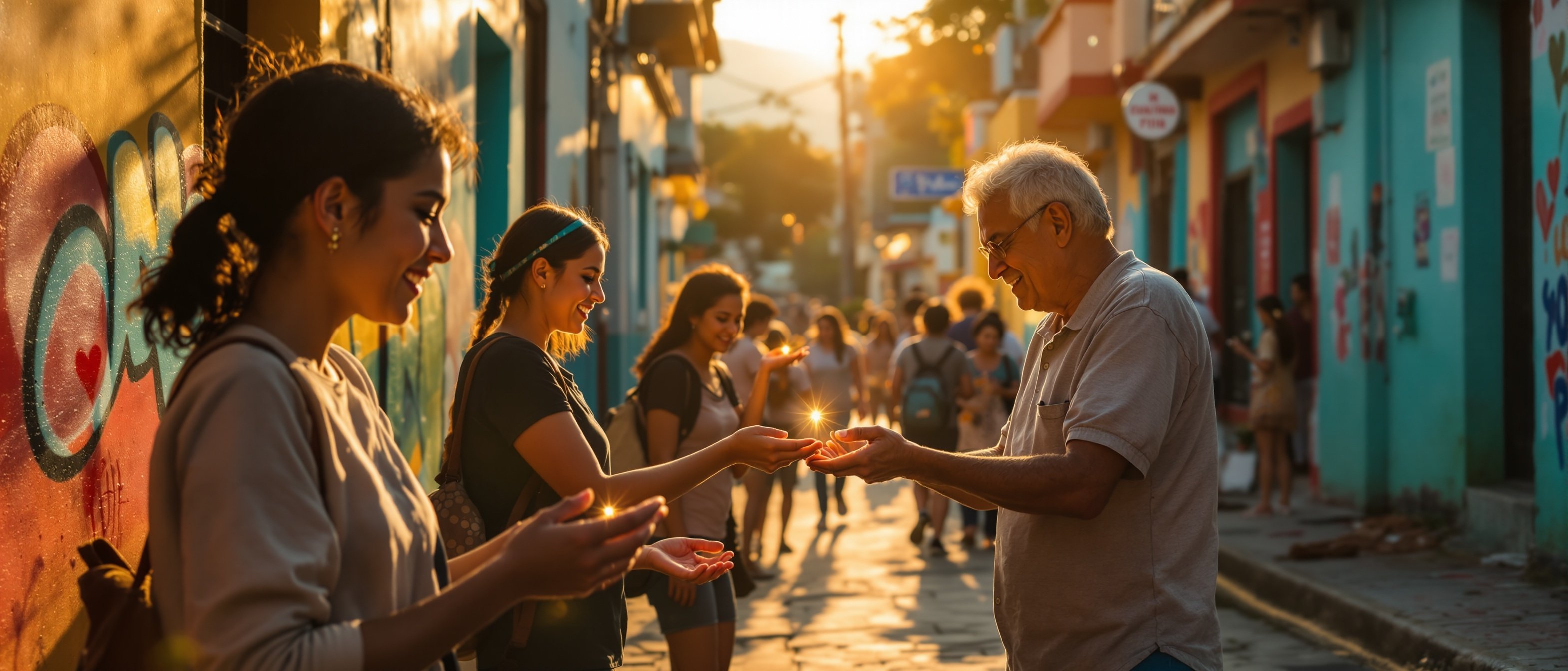 Community members in Medellín sharing gratitude
